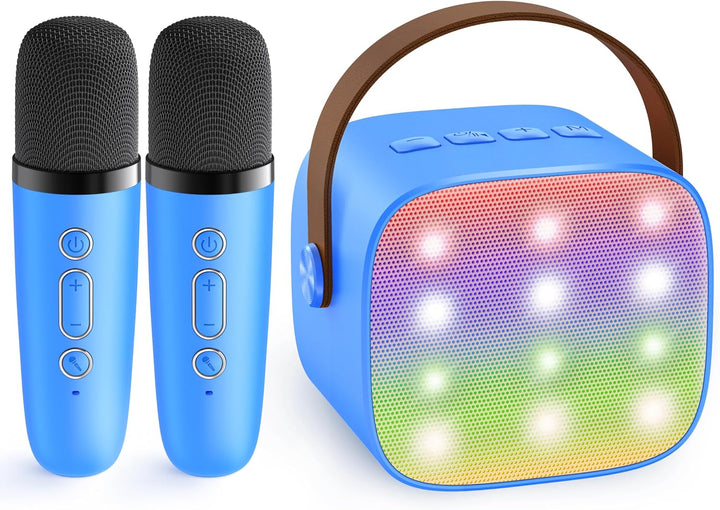 Hordozható Mini Karaoke Gépe Bluetooth Hangszóróval és 2 Vezeték nélküli Mikrofonnal – Veylo