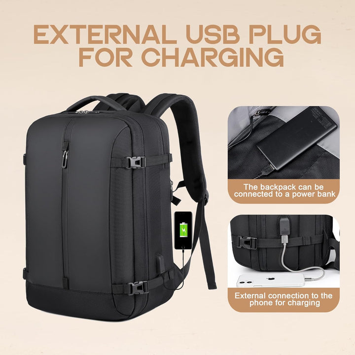 40L bővíthető vízálló utazó hátizsák USB porttal és 17” laptop tárolóval – AirVoyage