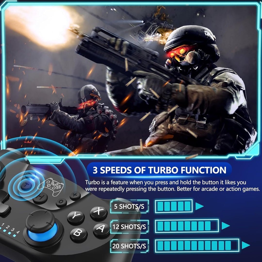 Vezeték nélküli kapcsolóvezérlő Hall effektus joystickokkal és turbo funkcióval – Nexora