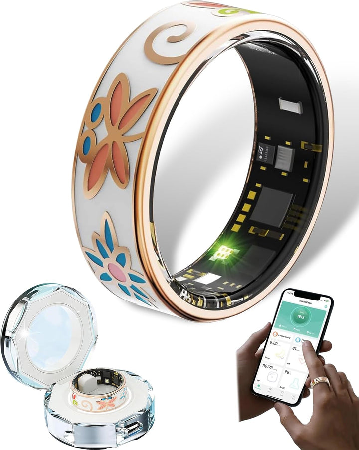 Smart Enamel Wellness Ring – Fitnesz és Alvás Követő iOS és Android számára – Aurina