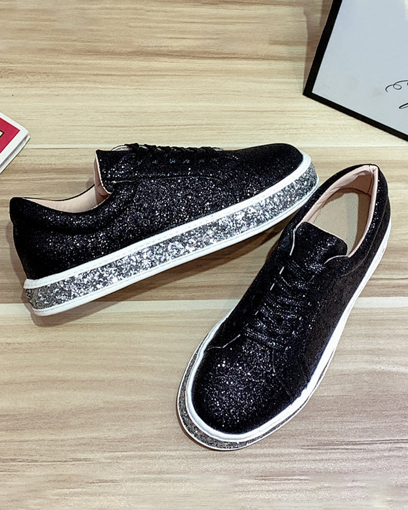 Stílusos Plateau Csillogó Női Sneakers - Sienna