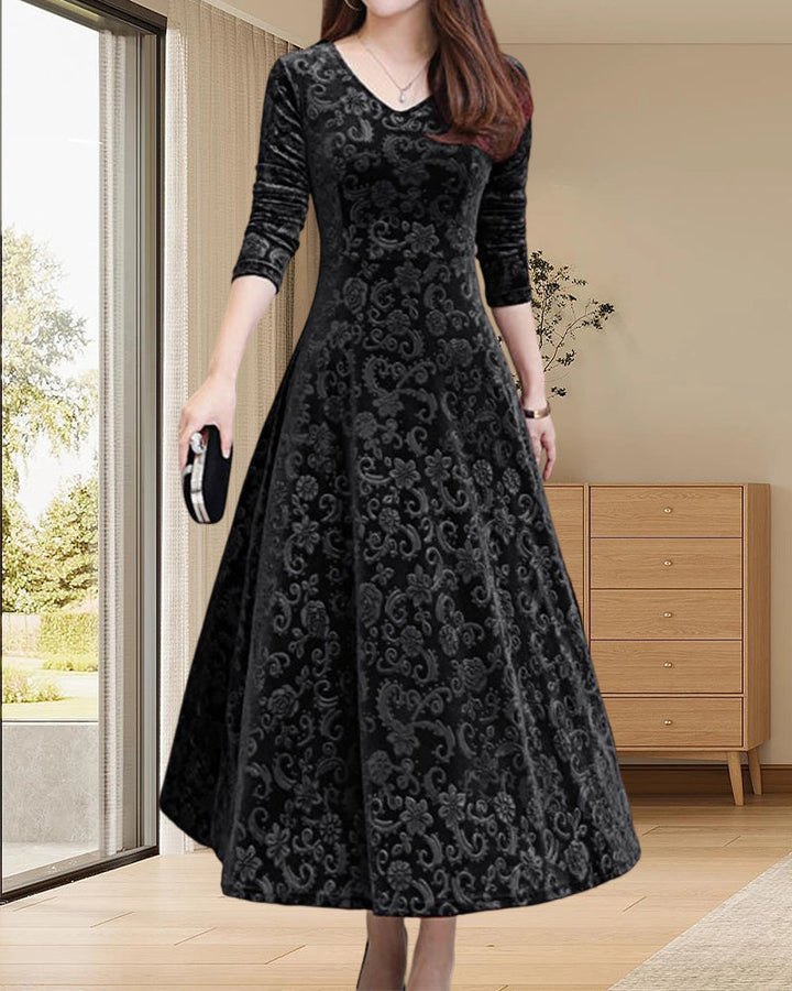 Midikleid A-vonalú fazonnal és V-kivágással – Amara