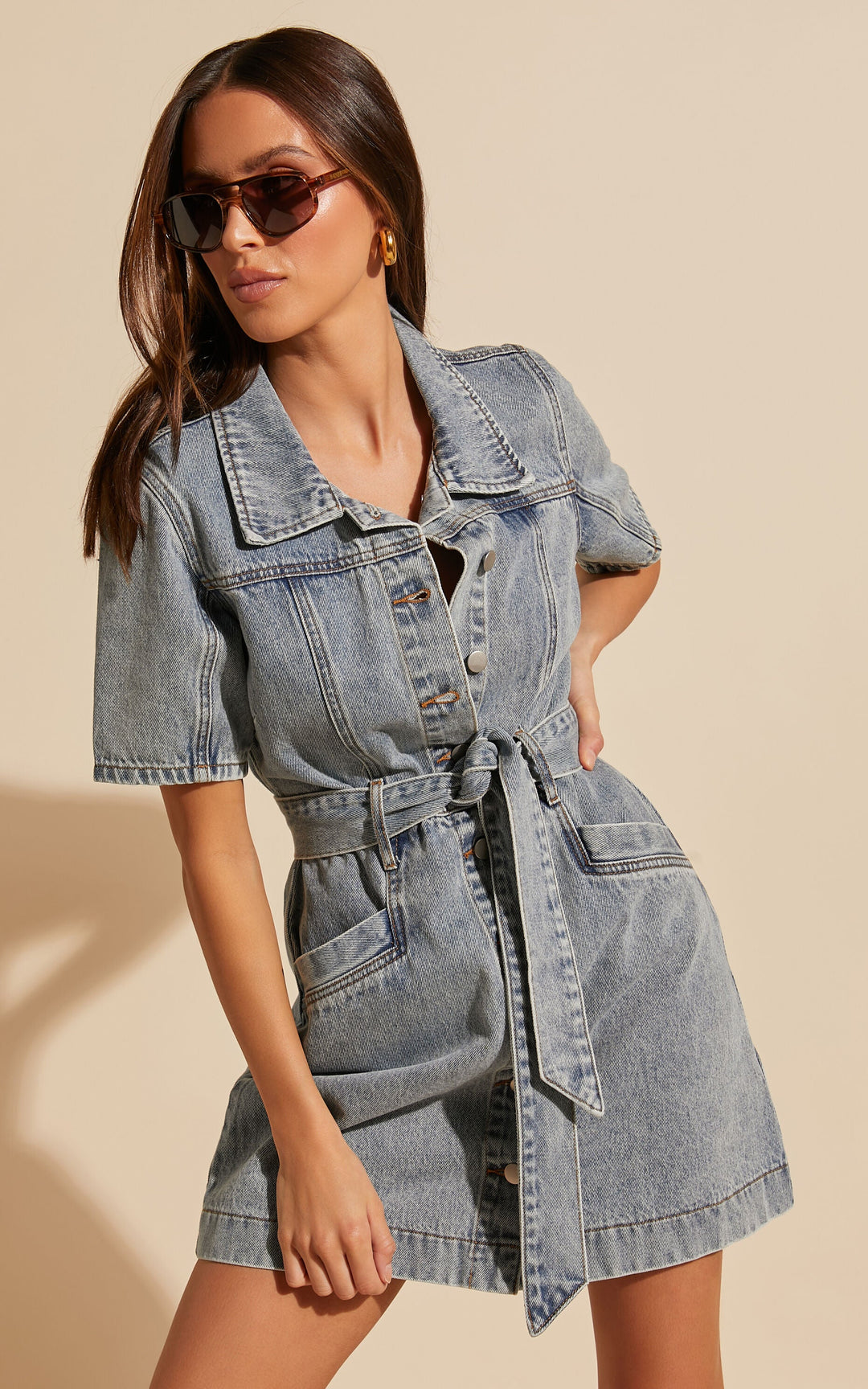 AA OOS Gombos Denim Mini Ruha - Aria