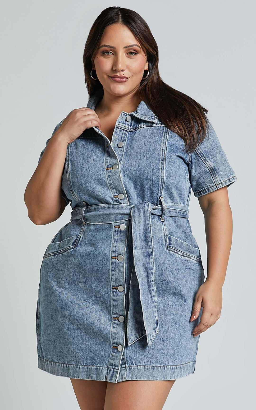AA OOS Gombos Denim Mini Ruha - Aria