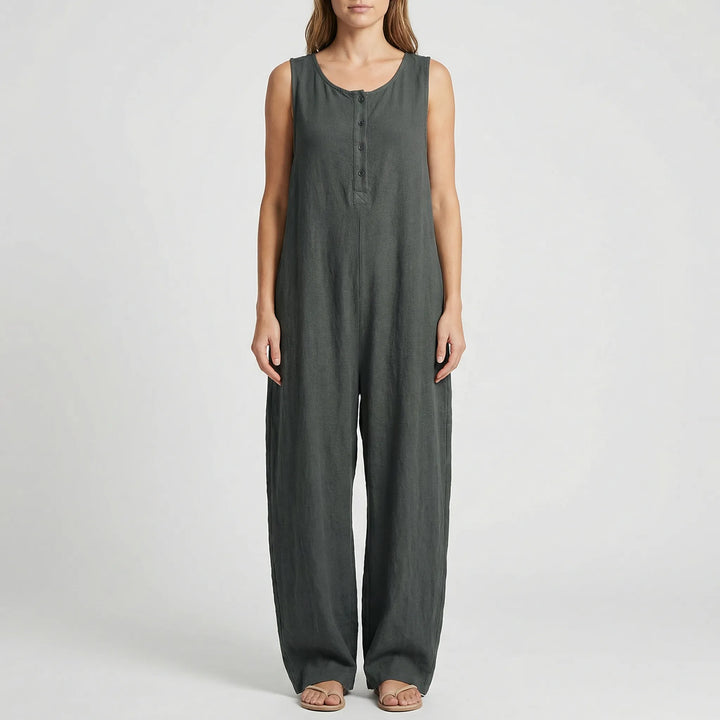 Ärmelloser Jumpsuit Mit Kapuze Und Knopfleiste - Priscilla