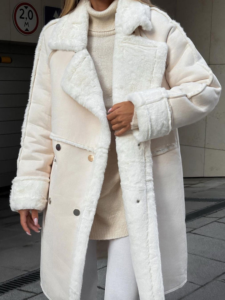 Stílusos Hosszú Polar Fleece Női Kabát - Ava