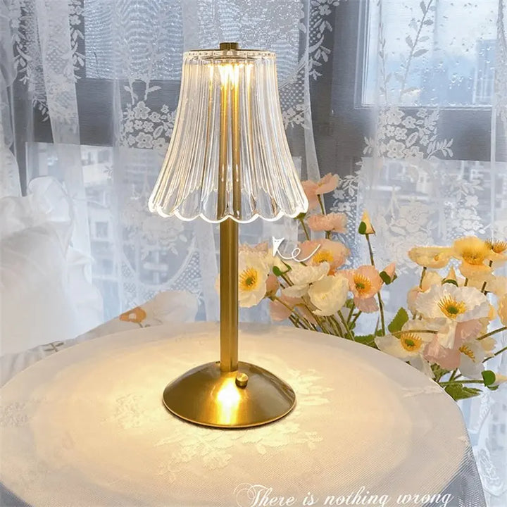 Vezeték nélküli Asztali Lámpa Kristály Díszítéssel és Dimmelhető Világítással - GlamLight