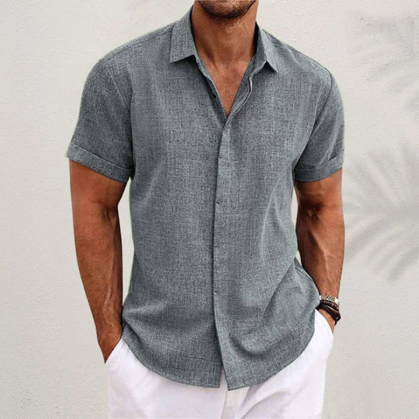 Classic Men's Short Sleeve Button-Up Shirt with Spread Collar 3