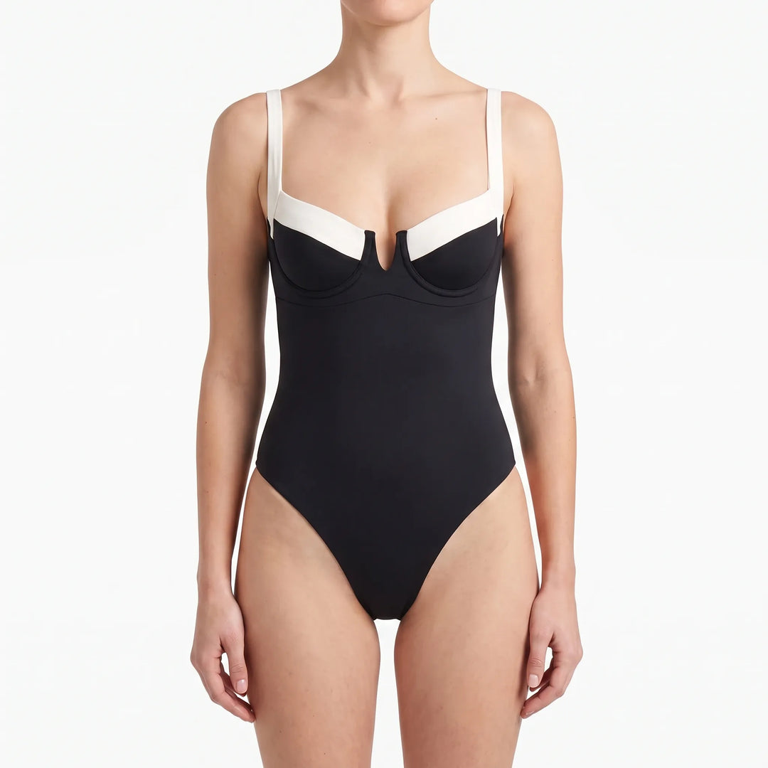 Colour-Block Strapless Beach Bodysuit - Lillian