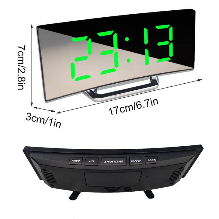 Digital Alarm Clock | Curved LED Mirror Display | Auto-Dimming 4