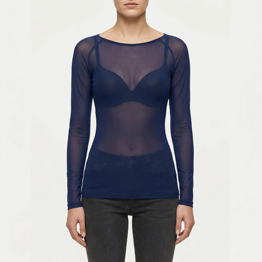 Doorzichtig Mesh Shirt Met Lange Mouwen - Jeannette