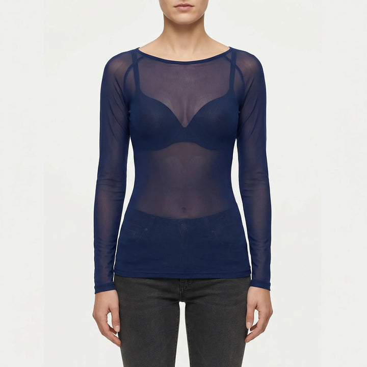 Doorzichtig Mesh Shirt Met Lange Mouwen - Jeannette