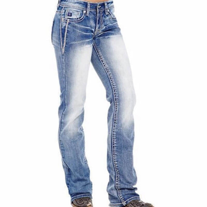 Hölgyek bootcut farmernadrág zászló részletekkel – Madison