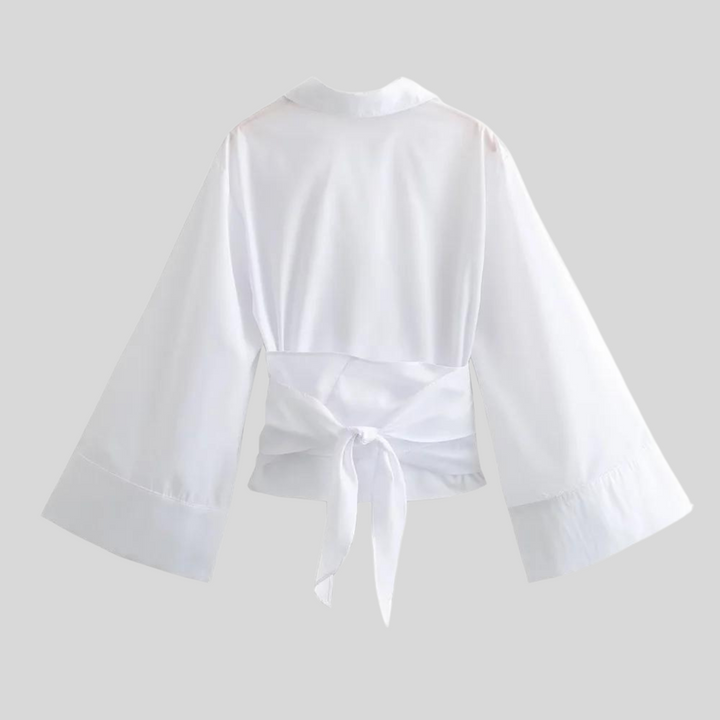 Elegant Wrap Blouse With Wide Sleeves - Sandy