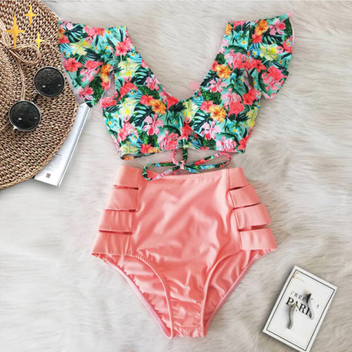 AA NOT AVAIALBLE Bikini szett volános toppal és magas derékú alsóval - Zaya