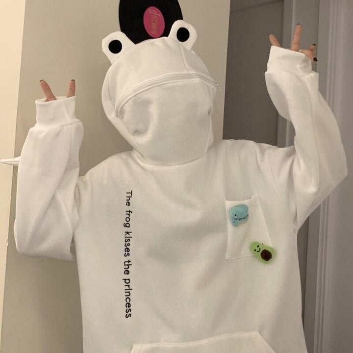 Unisex kapucnis pulóver béka mintával – Froggy