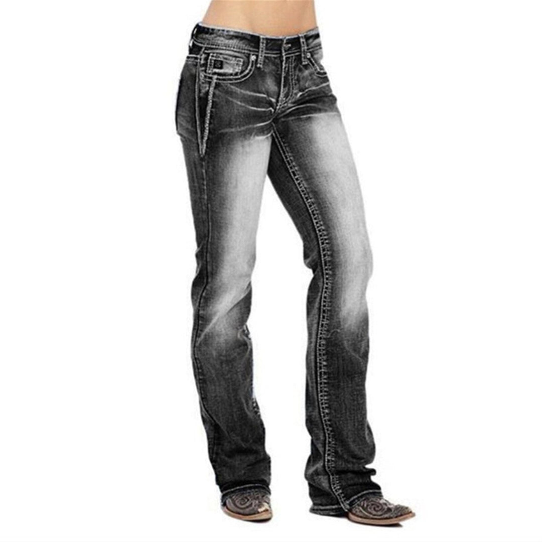 Hölgyek bootcut farmernadrág zászló részletekkel – Madison