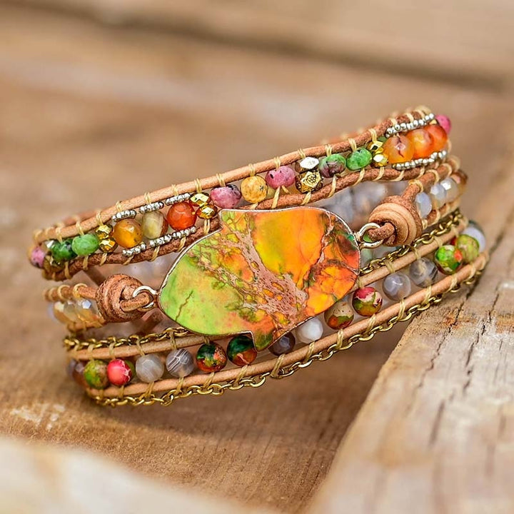 Hamsa Wikkelkarperecset Amazonit kővel - Zahara