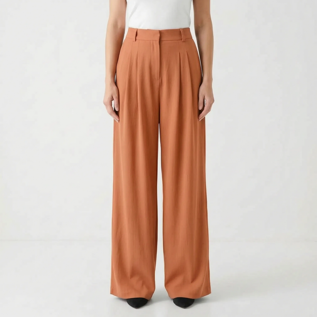High-Waisted Wide-Leg Trousers - Flowtide