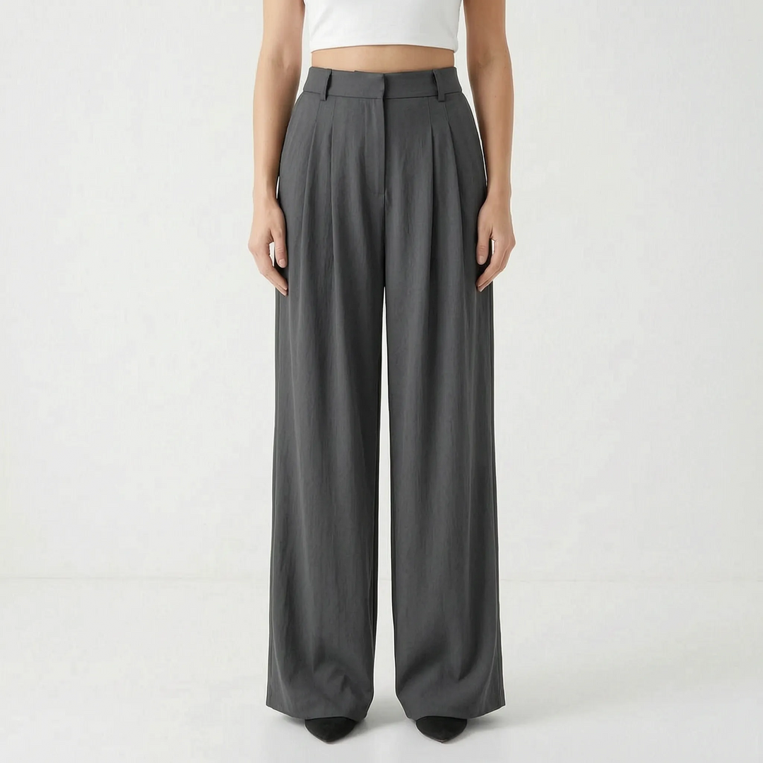 High-Waisted Wide-Leg Trousers - Flowtide