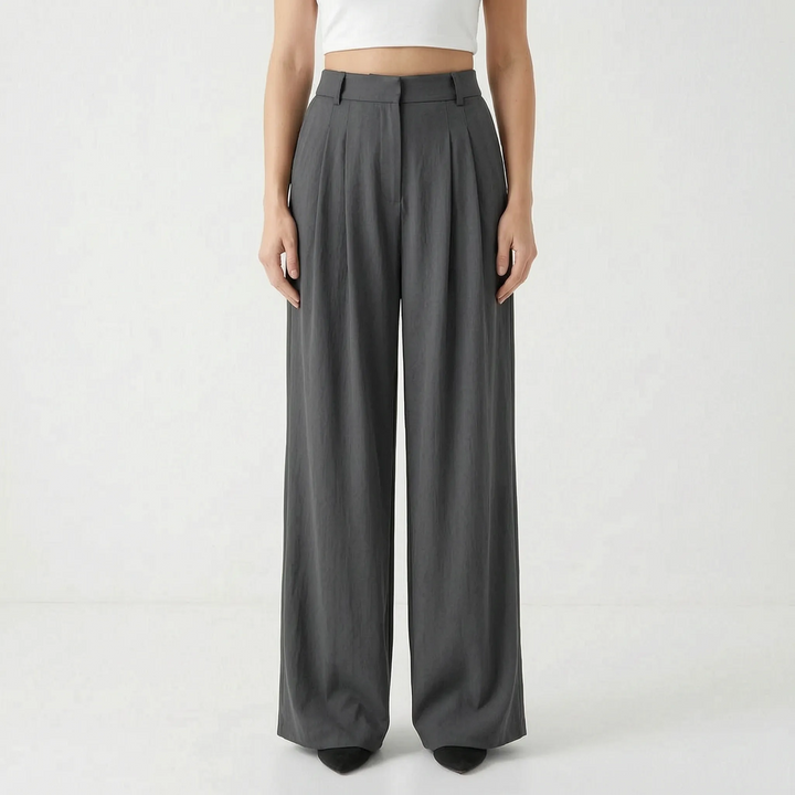 High-Waisted Wide-Leg Trousers - Flowtide