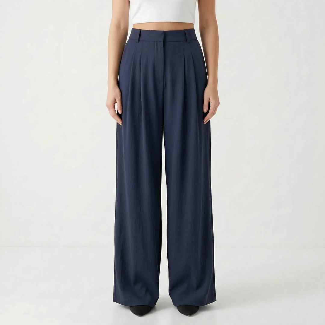 High-Waisted Wide-Leg Trousers - Flowtide