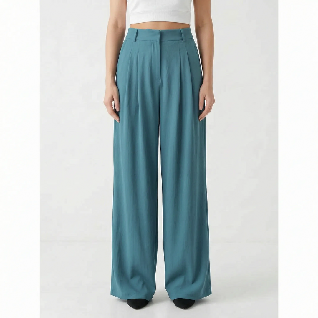 High-Waisted Wide-Leg Trousers - Flowtide
