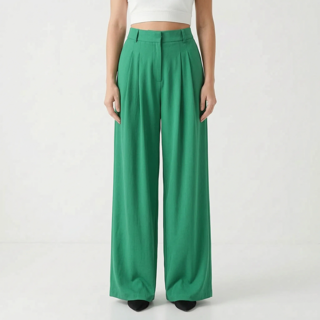 High-Waisted Wide-Leg Trousers - Flowtide
