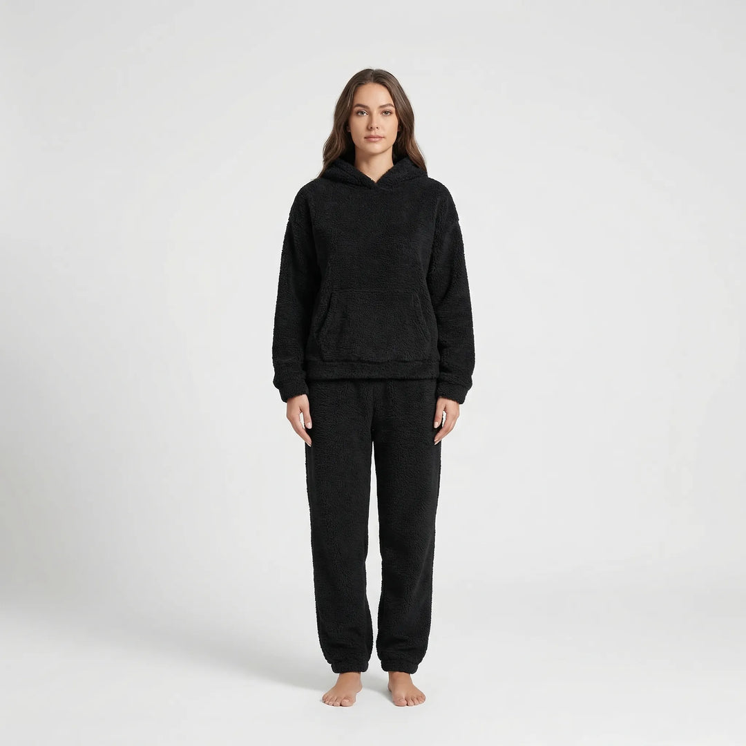 Hooded Fluffy Two-Piece Lounge Set - Marsha