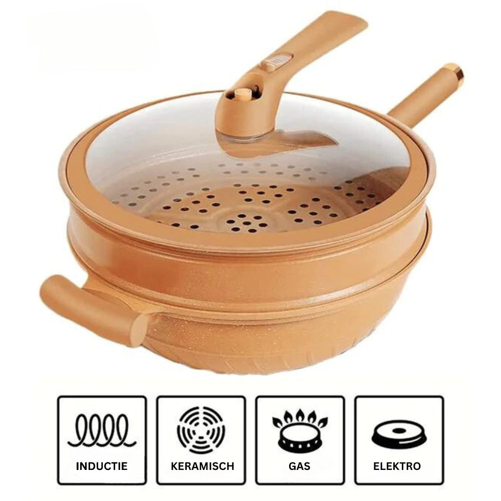 AA NOT AVAILABLE Többfunkciós Wok serpenyő tapadásmentes bevonattal - CookFlex