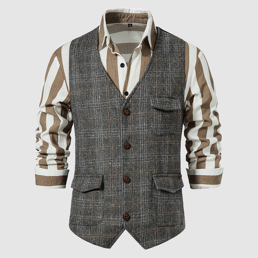 Vintage Férfi Mellény Kockás Mintával – Henri