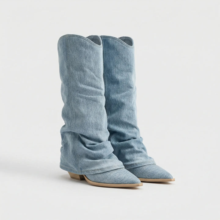 Kniehoher Stiefel Mit Gerafftem Schaft - Lynette