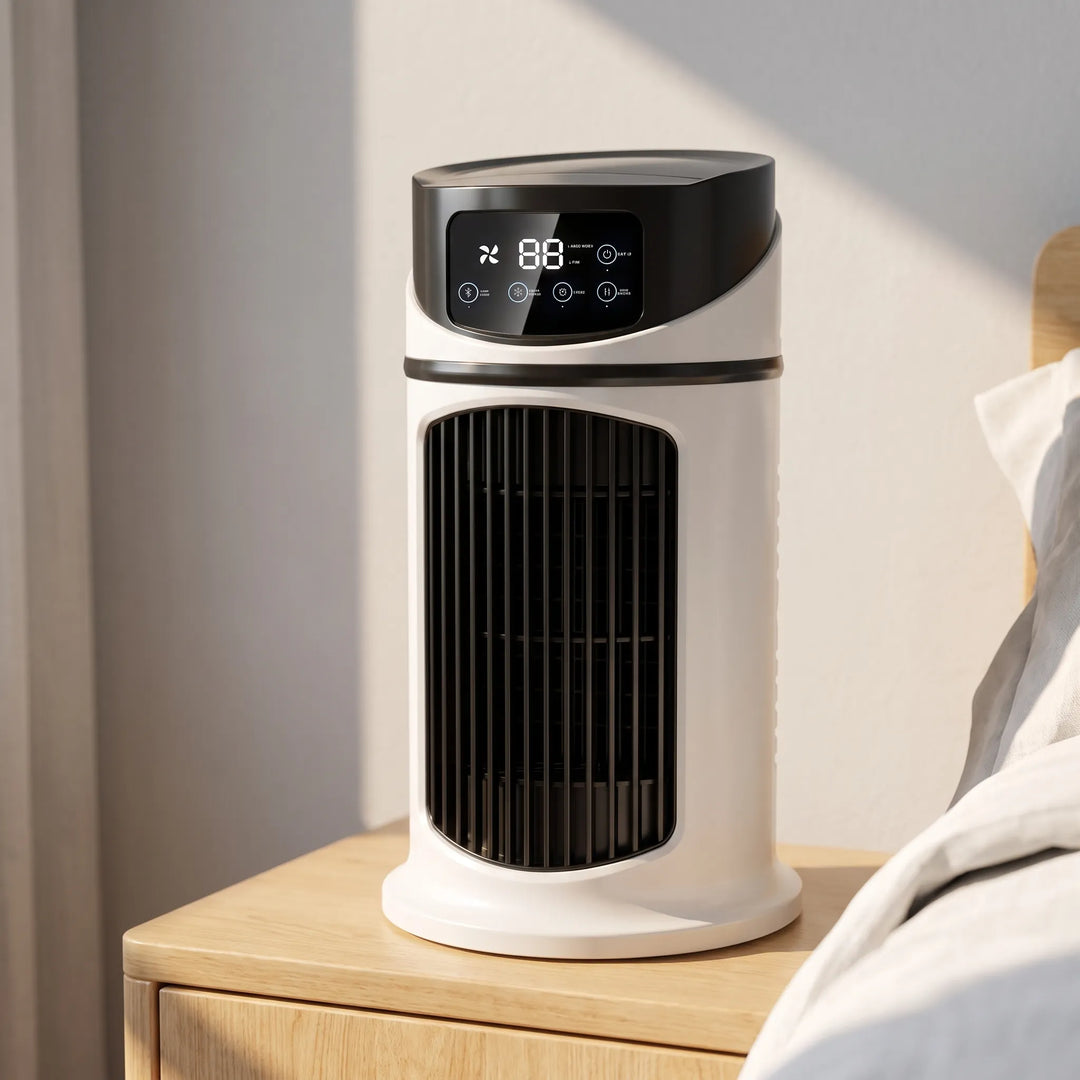 Kompakter Tischventilator Mit Integrierter Wasserkühlung - Breezify