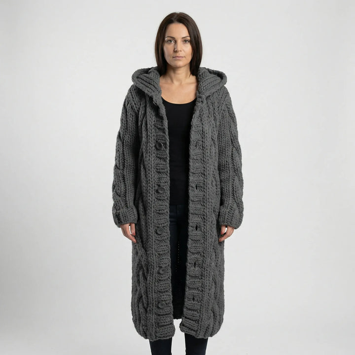 Lang Grof Gebreid Vest Met Kabelpatroon - Cathy