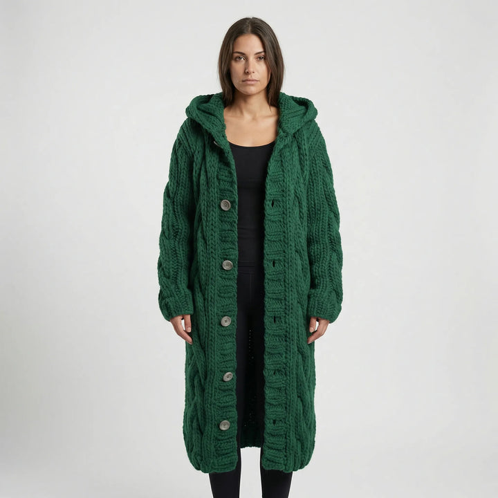 Lang Grof Gebreid Vest Met Kabelpatroon - Cathy