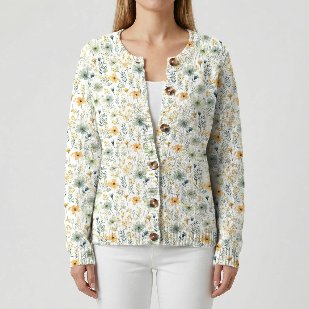 Locker Sitzende Floral Strickjacke - Dana