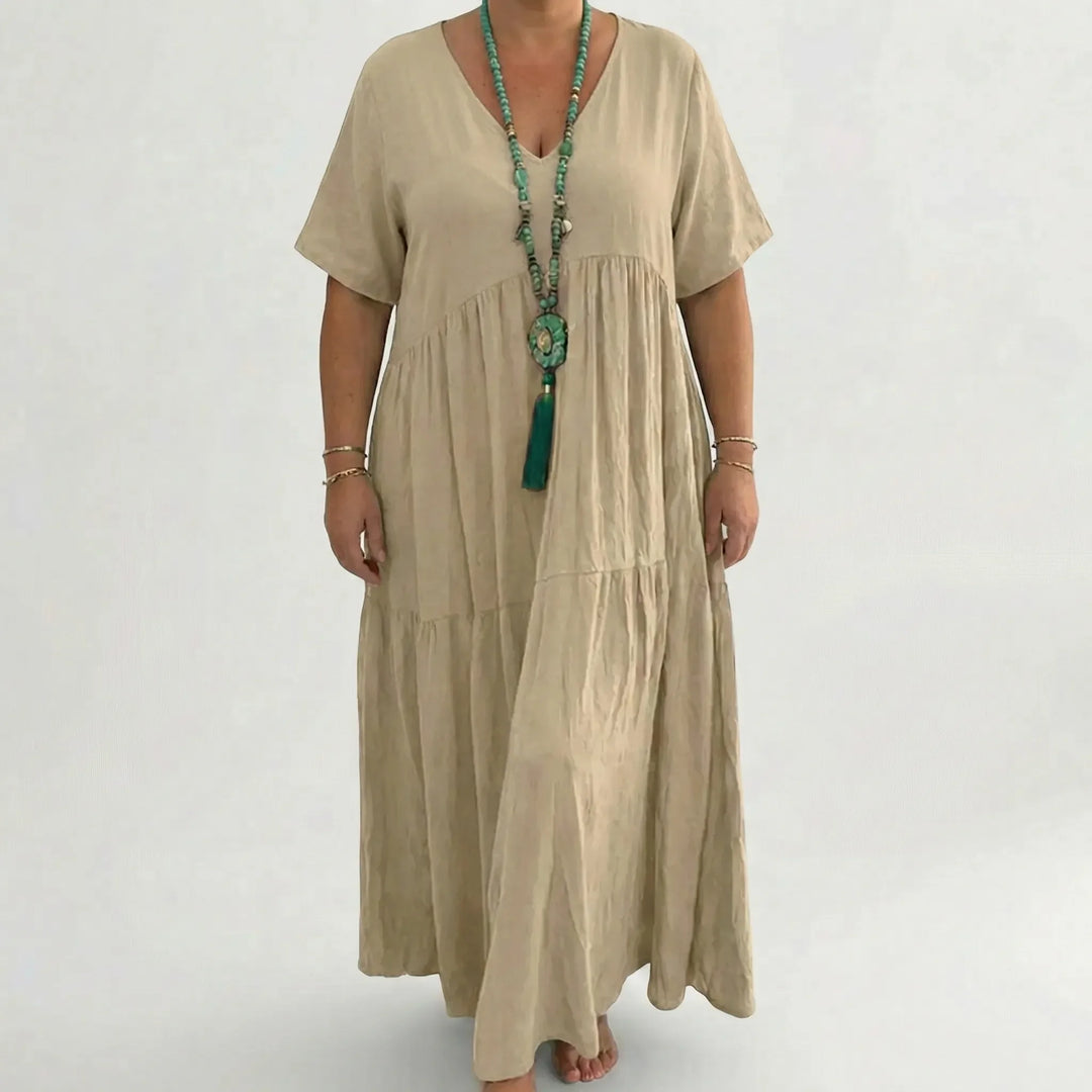 Loose V-Neck Long Dress - Blanca