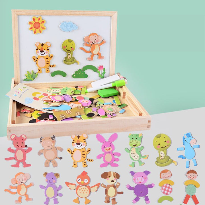 KreativBox mágneses játék – szórakoztató tanulás kirakóval és rajztáblával