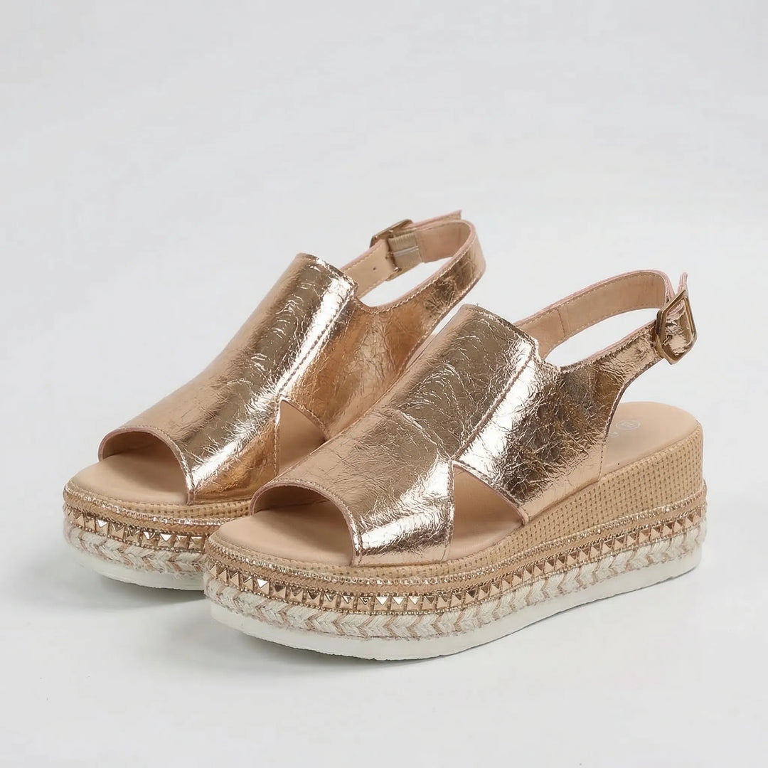 Metallic Finish Platform Sandal For Women - Sadie