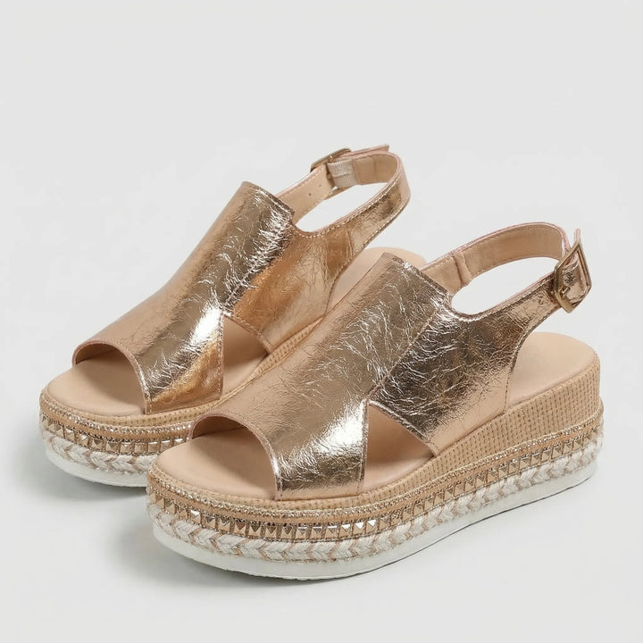 Metallic Finish Platform Sandal For Women - Sadie