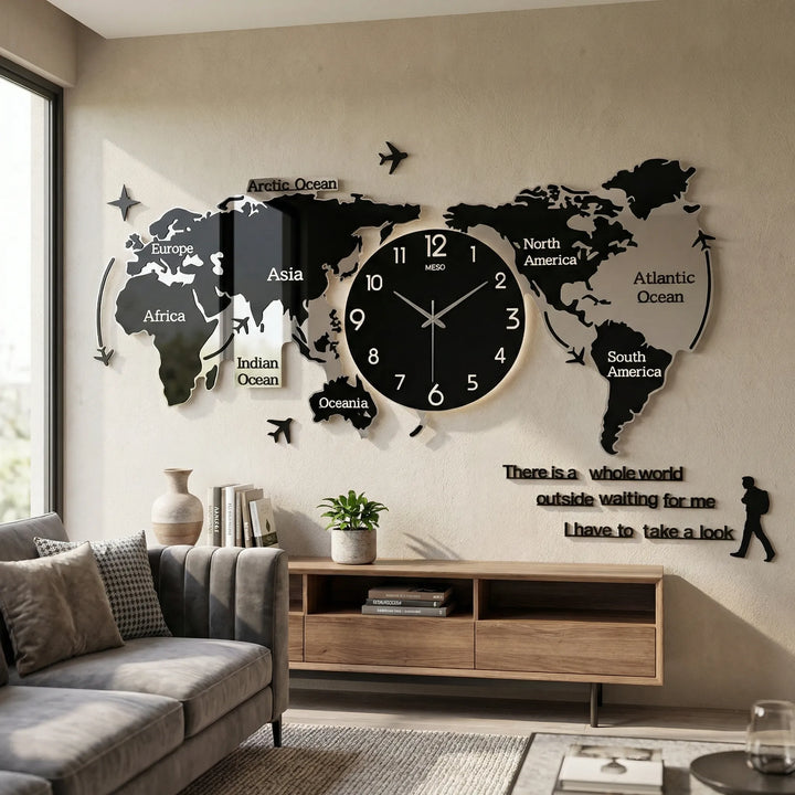 Moderne 3D-Wanduhr - WorldoraClock