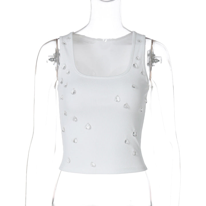 Trendi női crop top díszítéssel és testhez álló fazonnal – Liora