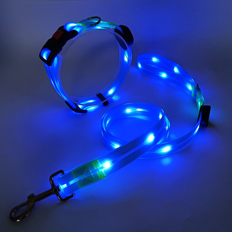 Világító LED Kutyanyakörv Pórázzal - NightBright