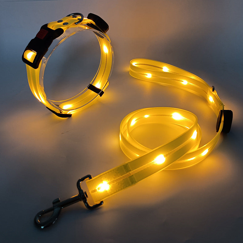 Világító LED Kutyanyakörv Pórázzal - NightBright