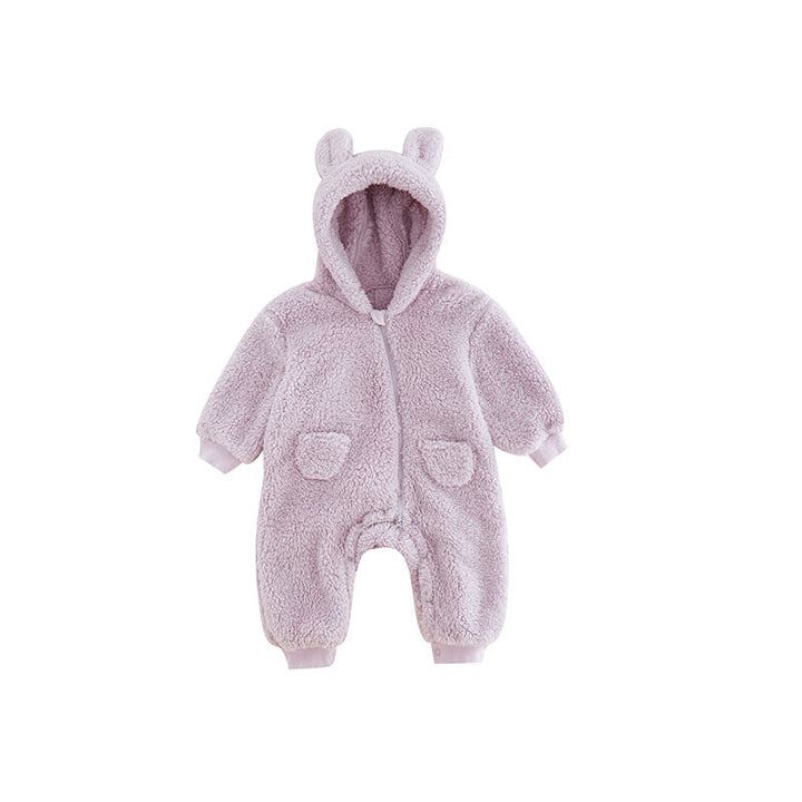 Meleg Baba Fleece Kezeslábas Állatmintával