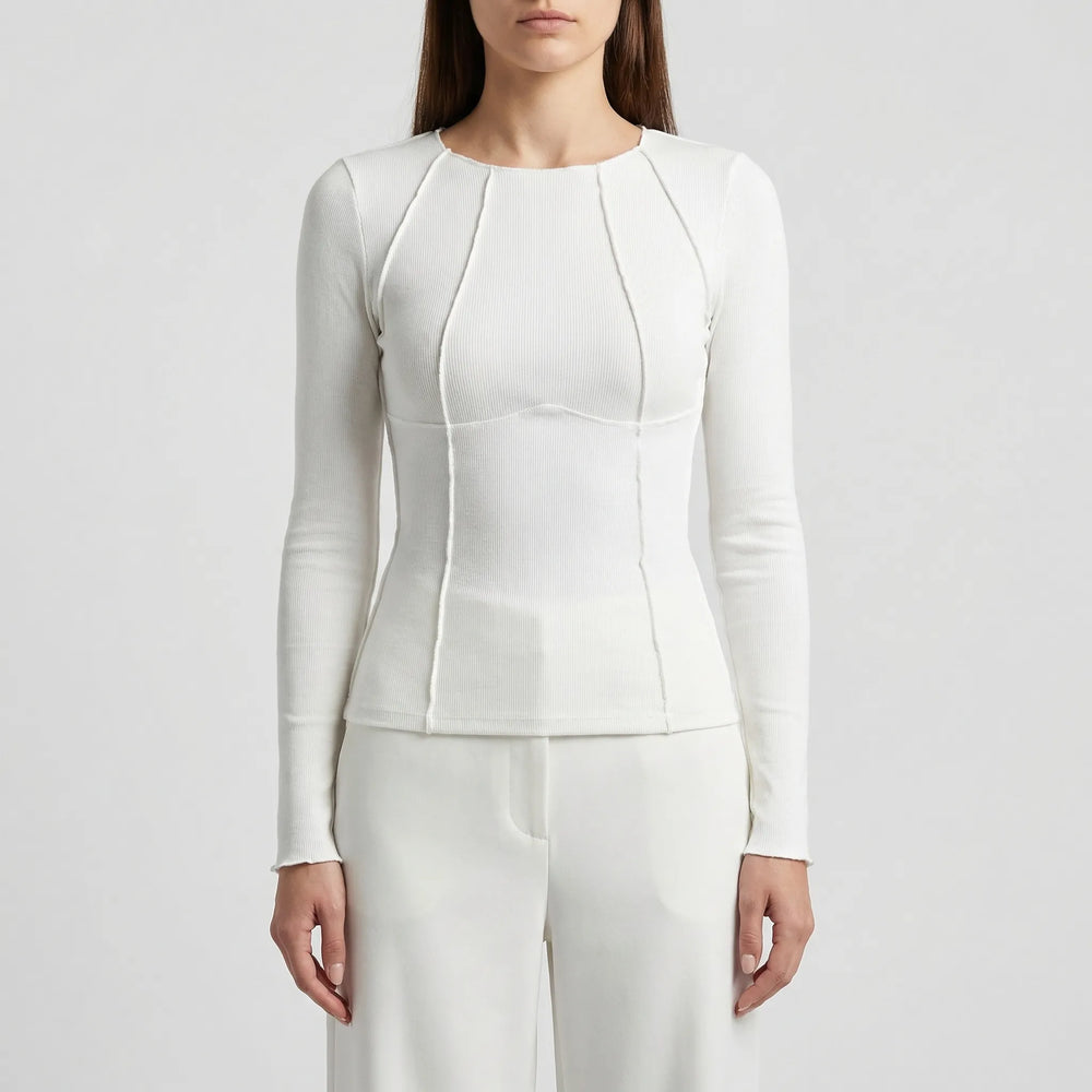 Ribbed Fitted Long Sleeve Crop Top - Kimberly
