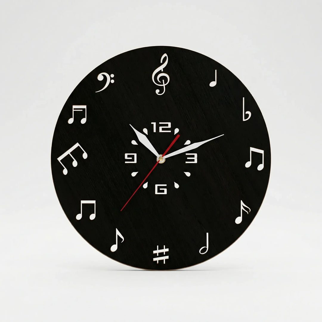 Runde Wanduhr Mit Notenmotiv - Melodiqueo