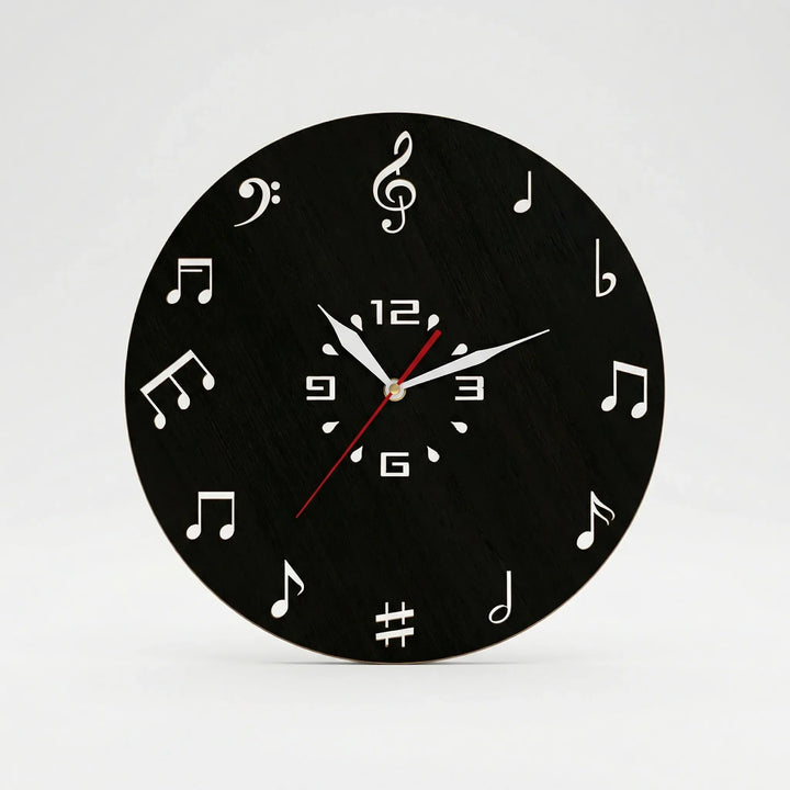 Runde Wanduhr Mit Notenmotiv - Melodiqueo
