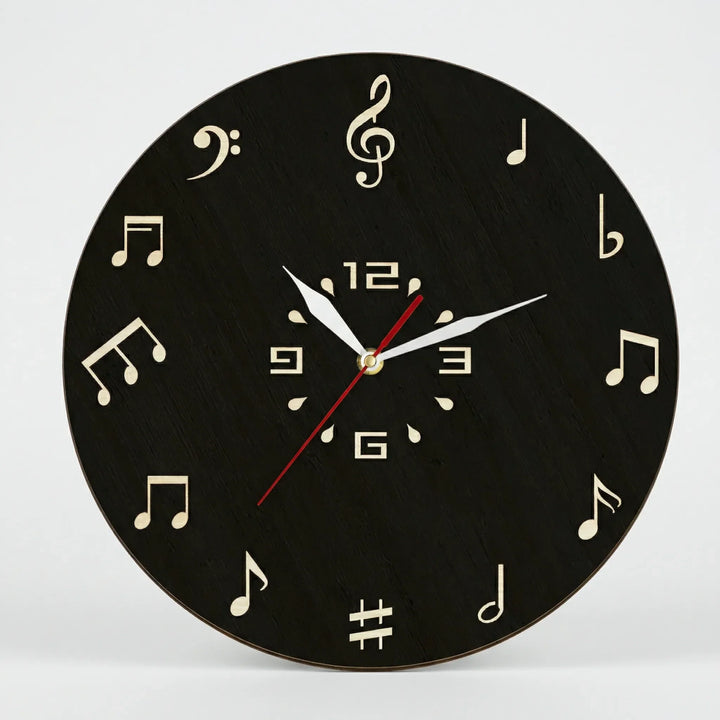 Runde Wanduhr Mit Notenmotiv - Melodiqueo