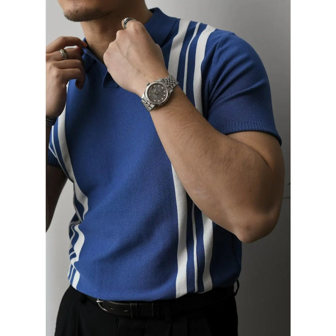 Slim Fit férfi póló nagy zipzárral – Fabrizio